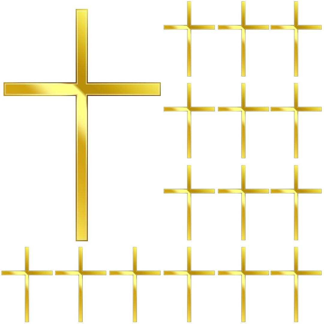 Blulu 16 Pieces Baptism Cake Toppers Crossing Cupcake Toppers Gold Mirror Acrylic Cake Picks Baptism Decor Christian Decorations(Elegant Style)