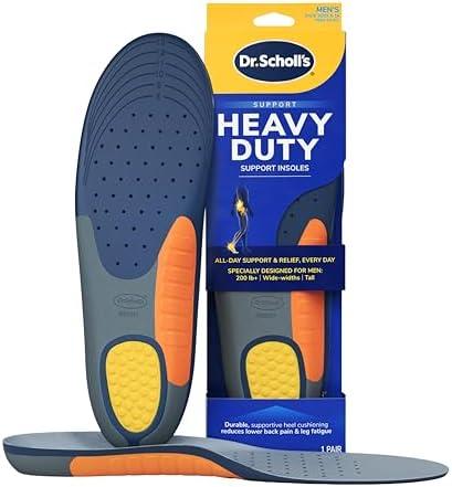 Dr. Scholl's Heavy Duty Support Insole Orthotics, Big & Tall, 200lbs+, Wide Feet, Shock Absorbing, Arch Support, Distributes Pressure, Trim to Fit Inserts, Work Boots & Shoes, Men Size 8-14, Pair of 1
