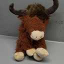 Highland Cow Stuffed Animal Toy, Adorable Highland Cow Plush, Scottish Cow Plush Toy, Farm Animal Cattle Plush Decor Gifts for Kids Baby Girls Boys (Brown Cow)