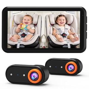 LUCKVIEW BM2 PRO Dual Baby Car Camera, 5.2" 1080P HD Display for Rear-Facing Car Seats, IR Night Vision, Anti-Shake Mount, Easy Install â€“ Ideal for Parents with 2 Kids and Pets