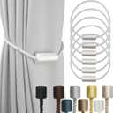 6 Pack White Strong Magnetic Curtain Tiebacks Outdoor Elegant Decorative Tie Backs Modern Rope Tiebacks for Drapes Window Curtain Holdbacks for Draperies