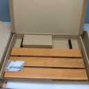 20" Wall Mounted Teak Shower Bench Seat,Sturdy Folding Shower Seat Wall Mounted for Elderly,Kids&Adults,Waterproof Clear Coated Wood & Aluminum Frame(Easy Install,Space Saving) (Yellow&black)