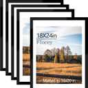 18x24 Picture Frame Set of 5, Black Poster Frame, Display Pictures 16 x 20 with Mat or 18 x 24 Without Mat for Horizontal or Vertical Wall Mounting, Wall Gallery Frame for Artwork