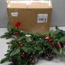 24 Inch Prelit Christmas Wreath, Artificial Christmas Wreath for Front Door with LED Lights, Pine Cones, Pine Needles, and Red Berries, Reef for Door Window Mantel Indoor/Outdoor Home Decoration