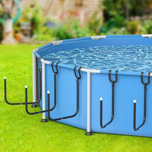 5 Pack Solar Pool Cover Holder, Adjustable Solar Cover Hooks Keep Solar Cover Off The Ground, L-Shape Iron Tube Set, Fits Framed Above Ground Pools (Black)