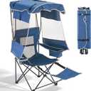 DoCred Beach Chair with Canopy Shade & Foot Rest, Folding Camping Chair, 19.7"D x 22"W x 55.9"H