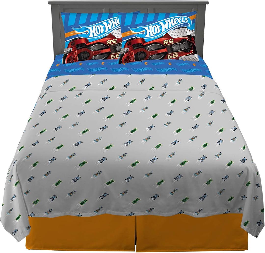 Franco Kids Bedding Super Soft Sheet Set, 4 Piece Full Size, Hot Wheels