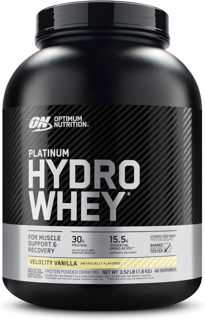 Optimum Nutrition Platinum Hydrowhey Protein Powder, 100% Hydrolyzed Whey Isolate Powder, Flavor: Velocity Vanilla, 3.5 Pounds (Packaging May Vary)