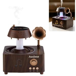 Retro Gramophone Rain Humidifier Aroma Diffuser Cool Mist White Noise LED Night Light Vinyl Record Design for Bedroom Home Office