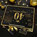 2 x YoungTree 40th Birthday Gift Bag with Tissue Papers and 1 Greeting Card Ribbon,Portable Paper Gift Bags with Handles,Black Gold Present Bags for 40th Birthday Decorations Supplies 12.6" x 9.8" x 4.3"