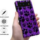 Compatible with Google Pixel 7 Case, Bling Purple Black Dog Paw Slim Fit Soft TPU Shockproof Protective Cover Case Gift for Women Girl