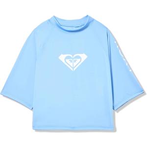 Roxy Womens Crop Top Short Sleeve Rashguard UPF 50+, Quick-Dry Rash Guard Swim Shirt for Beach, Pool, Surf, Water Sports (Blue, XL)