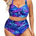 Daci Women's Plus Size Bikini Sets - High Waisted Two-Piece Swimsuits with Tummy Control, 18 Plus