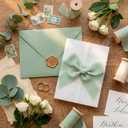 YooNotee 100 Set Wedding Invitation Wrap Set Pre Folded Vellum Jacket for 5x7 Invitations with Sage Green Envelope Gold Wax Seal Stickers Wedding Invitation Accessories Kit for Bridal Invite DIY Craft