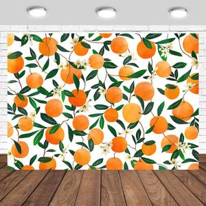 Orange Backdrop 7x5ft Allover Fruits Citrus Pattern Design Baby Shower Photography Background Citrus Birthday Theme Wall Paper Table Cloth Banner Photo Studio Props