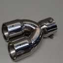 1 Pc Slant Cut Dual Exhaust Tip 2.4" Inlet 6.2" Outlet 8.1" Length Tailpipe Universal Car Bolt on Stainless Steel Silver Tone Rear