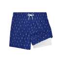 SurfTrak Mens Swim Trunks 5 Inch with Compression Liner Bathing Suit Quick Dry Beach Swim Shorts Lightweight Pockets (Blue, XXL)