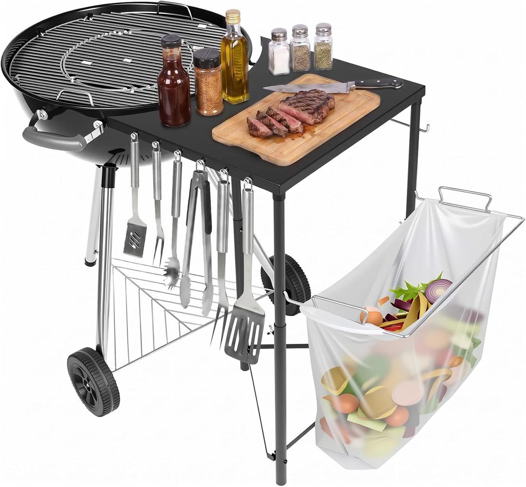 Adjustable Grill Side Table for Weber 22 and 26 Inch Grills
Adjustable-Height BBQ Work Table; Fits Weber Original Kettle, Master-Touch and Smokey Mountain 22 and 26 Inch Grills