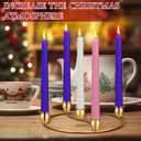 Sliner 8 Pcs Christmas Flower Advent Wreath Ring 5 Candle Holder Taper Gold Advent Ring Metal Candle Holder Table Decoration for Xmas Festival Home Centerpiece Decor