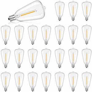 ST38 LED Solar Replacement Bulbs,1W Equal to 5W,DC 3V Plastic E12 Screw Base Shatterproof & Waterproof Globe Bulbs Light for Outdoor String Lights,Patio Cafe Bistro Decor, 2700K Warm White,25 Pack ST38 LED Solar Replacement Bulbs,1W Equal to 5W,DC 3V Plastic E12 Screw Base Shatterproof & Waterproof Globe Bulbs Light for Outdoor String Lights,Patio Cafe Bistro Decor, 2700K Warm White,25 Pack