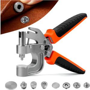 Leather Snap Fastener Tool Kit - Snap Button Kit with 40 Sets 15mm Silver Snaps - Hole Punch & Snap Press Pliers for Leather Craft, Jacket & Bag Repair - Ergonomic Design for Safe, Easy DIY Projects