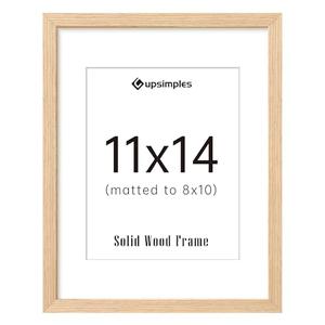 Upsimples 11x14 Picture Frame, Natural Solid Wooden Picture Frames, Display 8x10 with Mat or 11 x 14 Without, Vertical or Horizontal Wall Hanging, 2 Pack, Natural
