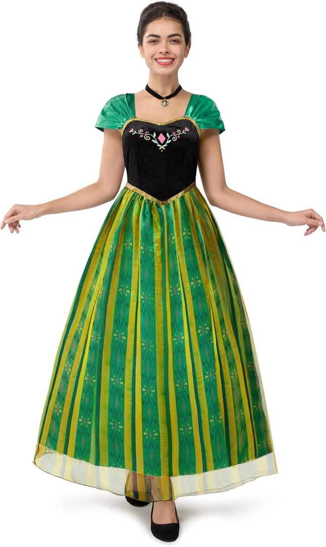 Spooktacular Creations Adult Princess Costume, Halloween Women Coronation Dress Costume, Green Princess Dress (Green, XXL)