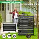 42" H x 38" W (3 Panels) Air Conditioner Fence Screen Trash Can Privacy Fence Panels for Outside Unit, Pool Eequipment Enclosure, No Dig Backyard Fencing (Black)