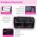 Ecogear Dance Bag with Garment Rack, 28 Inch Rolling Duffel Ideal for Dance Competition & Travel, Wheeled Upright Luggage with Easy-assembly Lightweight Aluminum Clothes Rack, Black/Pink