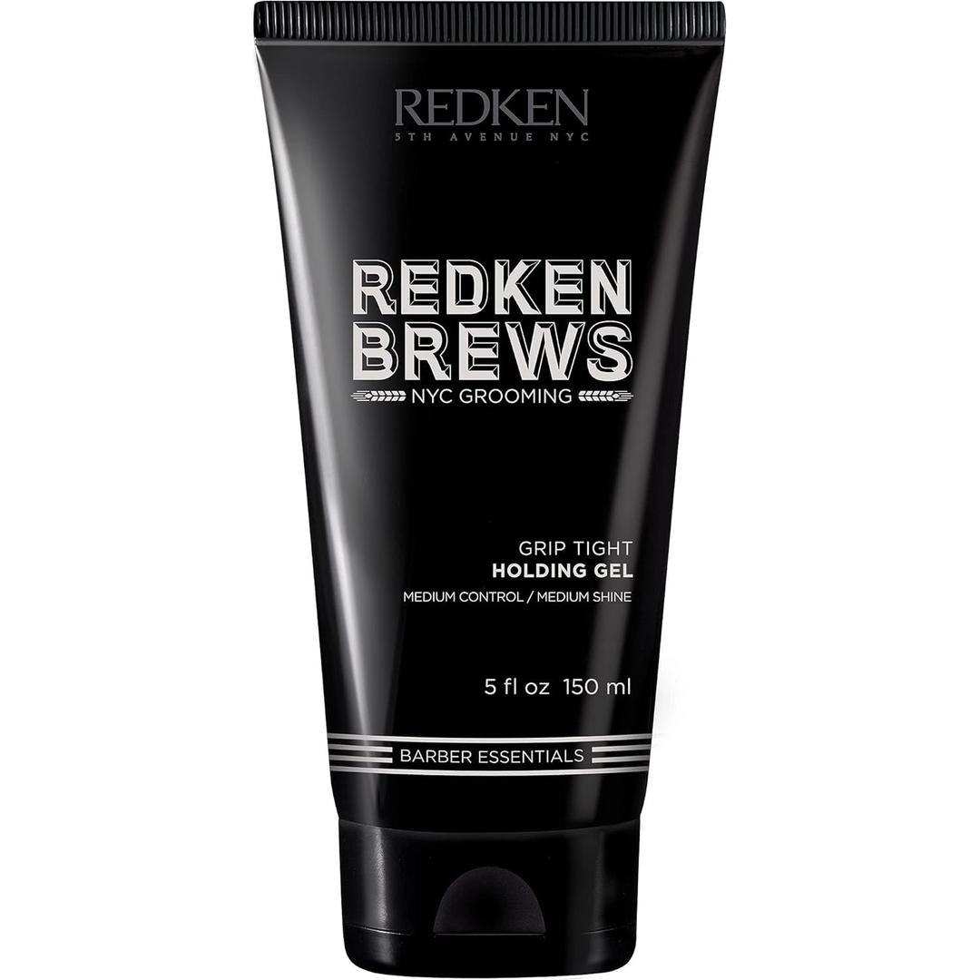 Redken Brews Holding Gel For Men For All Hair Types - Medium Hold Styling & Shine and Flake-Free With No Crunch Styling, Great For Curly Hair