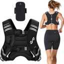Sportneer Weighted Vest Woman: 8lb/12lb/15lb/20lb/25lb Weight Vest for Walking with Phone Bag, Adjustable Women Weighted Vest for Running Rucking Vest for Jogging Strength Training Weight Loss (Black)