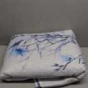 Botanical Quilt Set 3 Pieces King Size, Blue Flower Branch on White Reversible Bedspread Coverlet Set, Soft Microfiber Lightweight Bed Cover for All Season (102" x 90", 1 Quilt+ 2 Pillow Shams)