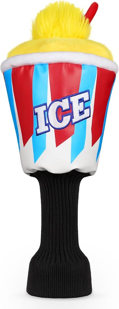 Big Teeth Golf Driver Headcover Funny Ice Slushie Cup, Golf Head Covers for Woods and Driver, Funny Frozen Driver Head Covers, Milk Shake Ice Cream Driver Covers for Golf Clubs