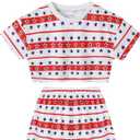 WESIDOM Toddler Girl Clothes Baby Girls Outfits 6M-5T Summer Floral Print Shirt+Shorts+Headband 3pcs Baby Clothing (2-3T, B White+red)