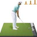 Integrated 5x4ft 6x4ft & 6x5ft 26mm-31mm Golf Mat with Ball Tray, Thickening Golf Mats Practice Outdoor & Indoor Artificial Turf Matt with 3 Tees