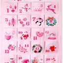 HOWAF Pink Christmas Advent Calendar 2025 (Countdown to Christmas) for Teen Girls and Women Gift, 24 Days Fabric Christmas Countdown Calendar with 24 Pockets for Xmas Holiday Home Wall Decoration