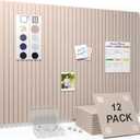 Smarpau Felt Bulletin Board 48"x36"- 12 Pack Large Cork Board Tiles with 35 Pushpins & 50 Adhesive Tabs, Cork Board Alternative for Office, Classroom, Home & Kitchen Decor-Dark Camel