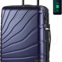 VANKEAN Carry On Luggage with Spinner Wheels & TSA Lock, Expandable Fashionable Hard Shell Suitcase airline approved, 20 Inch Carry-On, Navy