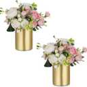 NUPTIO Gold Flower Vases for Centerpieces: 2 Pcs 5.1 inch Small Metal Flowers Vase Stand Wedding Centerpieces for Tables Centerpiece Table Decorations