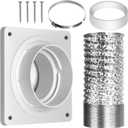 Dryer Vent Hose Connector Kit, Dryer Vent Wall Plate with Hose(4 inch 8 feet), Dryer Duct Connector with Quick Connect & Disconnect, Covers Area 7inch x 7inch, Fits 4 Inch, for Dryer Washer Bathroom