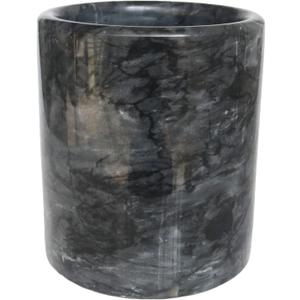 HillSpring Black Marble Kitchen Utensil Holder, Weighted Utensil Organizer Crock for Countertop, Marble Cooling Container with Protective Padded Base