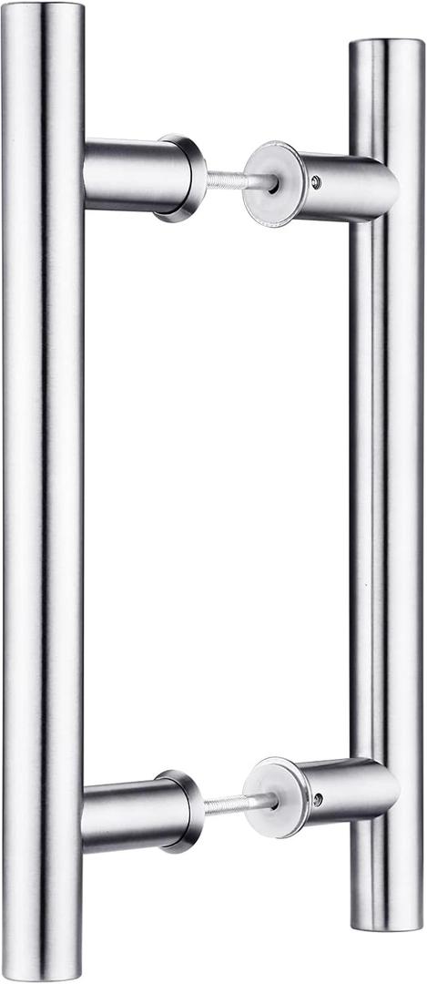 EaseLife 12" Stainless Steel Double Sided Push Pull Door Handle,H Shape Sliding Door Handle,Brushed,Fit for Glass Door Wooden Door