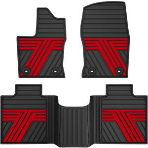 Multi-Color Floor Mats for Toyota Tundra 2022-2026 CrewMax, Racing Red | Fits Tundra CrewMax Cab 2022-2026, 1st & 2nd Row, All Weather Anti-Slip Waterproof Floor Liners, Full Coverage Protection