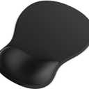Ergonomic Mouse Pad with Wrist Rest, Black Mousepad with Wrist Support for Desk, NonSlip Hard Base Mouse Pads, Portable for Office/Home/Travel Work - Black