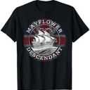 Mayflower Descendant Used Union Jack T-Shirt L