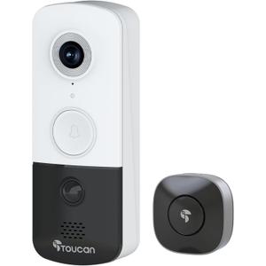 TOUCAN Doorbell Camera, Video Doorbell with Chime, 2-Way Talk, 2.4Ghz WiFi, Night Vision, PIR Motion Detection, Compatible with Alexa and Google Assistant, Indoor Outdoor Surveillance