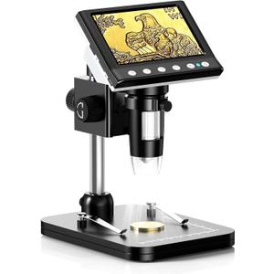 Hayve 4.3'' IPS Coin Microscope, 1000X Magnification Digital Microscope for AdultsCoin Collection Supplies with 8 Adjustable LEDsWindows Compatible, 32GB TF Card