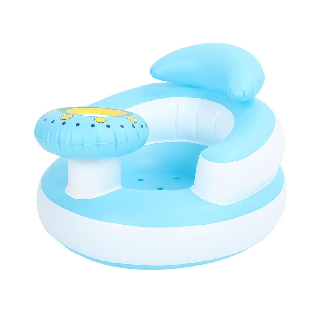 Inflatable Baby Chair for Babies 3 Months and Up, Baby Support Seat Summer Toddler Chair for Sitting Up, Built in Air Pump Baby Floor Seat, Blue