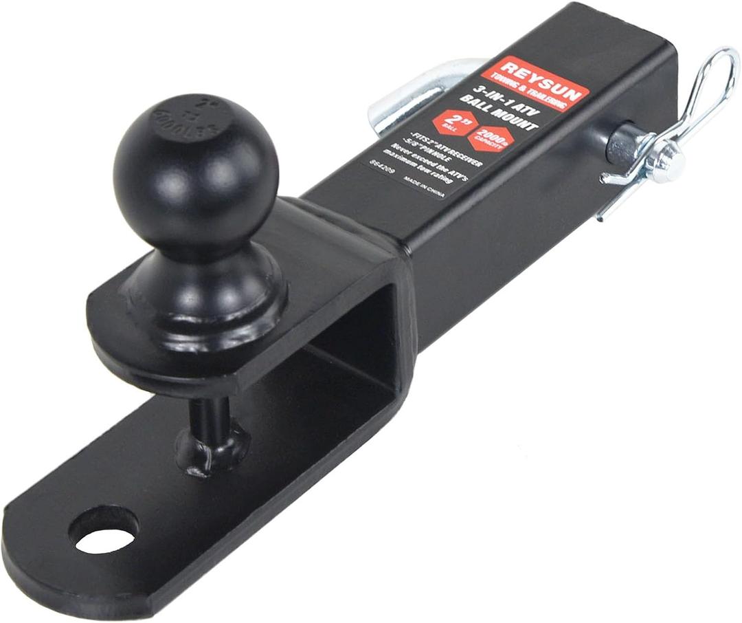 864209 3 in 1 ATV/UTV Trailer Hitch Towing Ball Mount with 2 inch Trailer Ball, Fits 2 inch Hitch Receiver