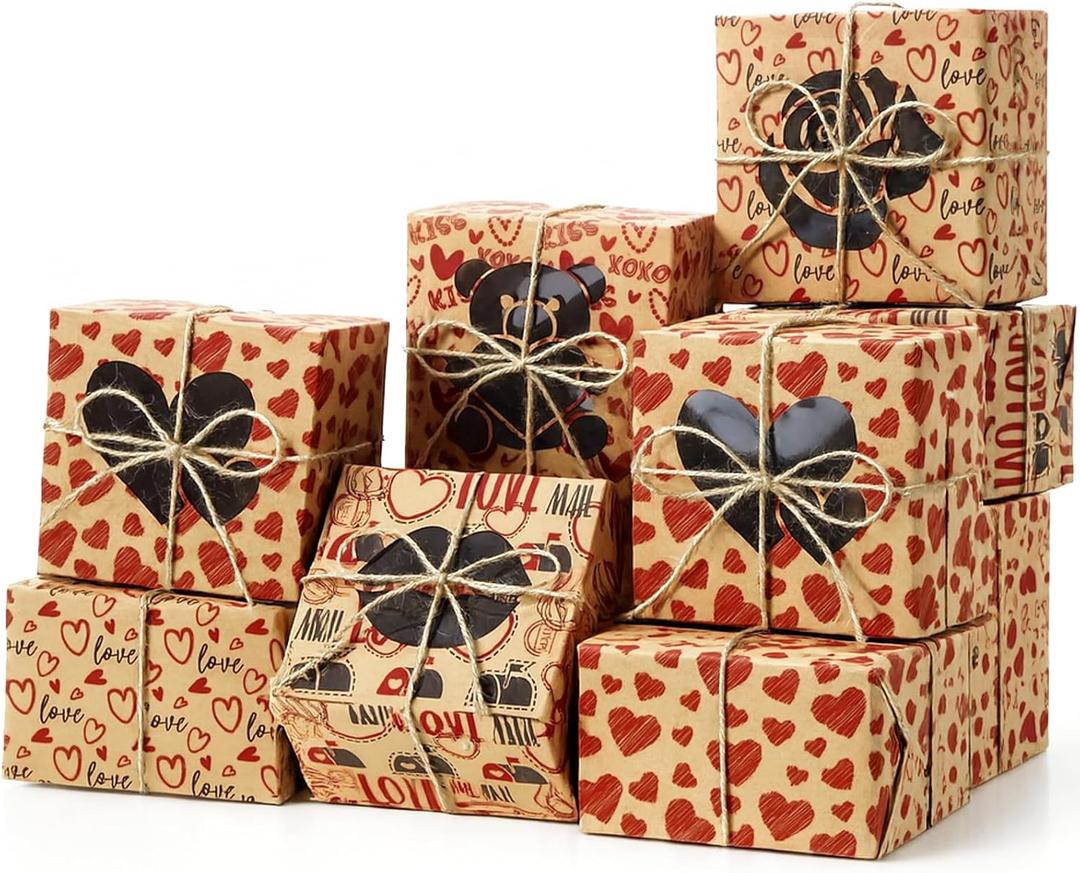 Tenare 48 Pcs Mother's Day Treat Boxes, Heart Kraft Paper Bakery Cupcake Cookie Boxes with Window for Wedding Chocolate Doughnut Holiday Pastries, 4x4x2.5 Inches